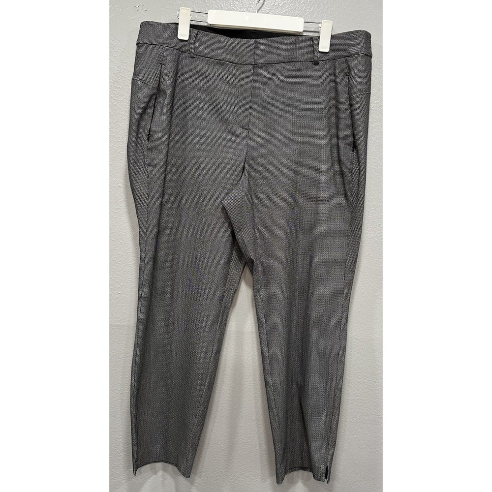 Lane Bryant Stretch Pants Women's 20 Black White Mini Plaid Wide Leg Pockets Zip